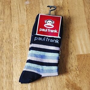 4/$25 Paul Frank Womens Monkey Rainbow Striped Novelty Crew Socks Collectible